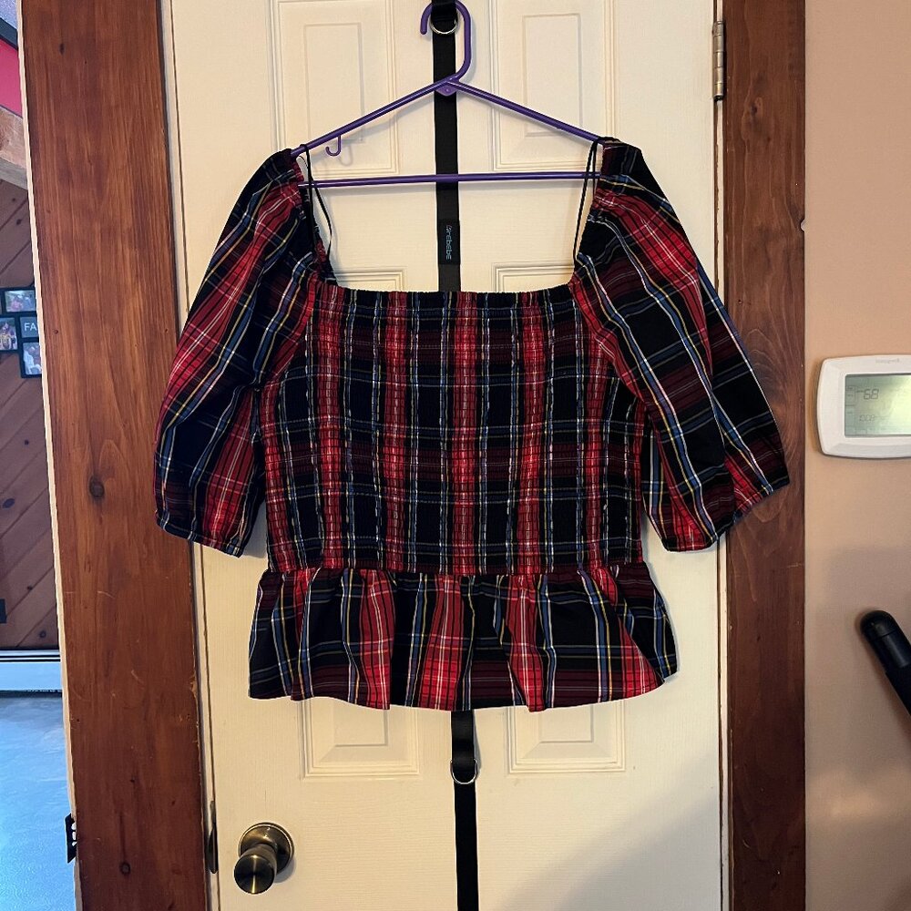 Draper James Size XXL Red Plaid Cropped Top